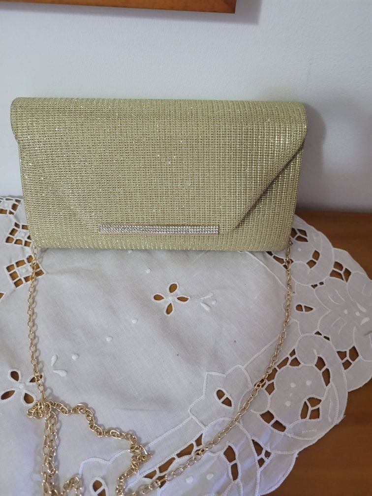 Pochete mala  dourada nova para casamento ou baptizado