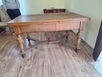 Stół drewniany secesyjny rozkładany z krzyżem pocz. XXw.