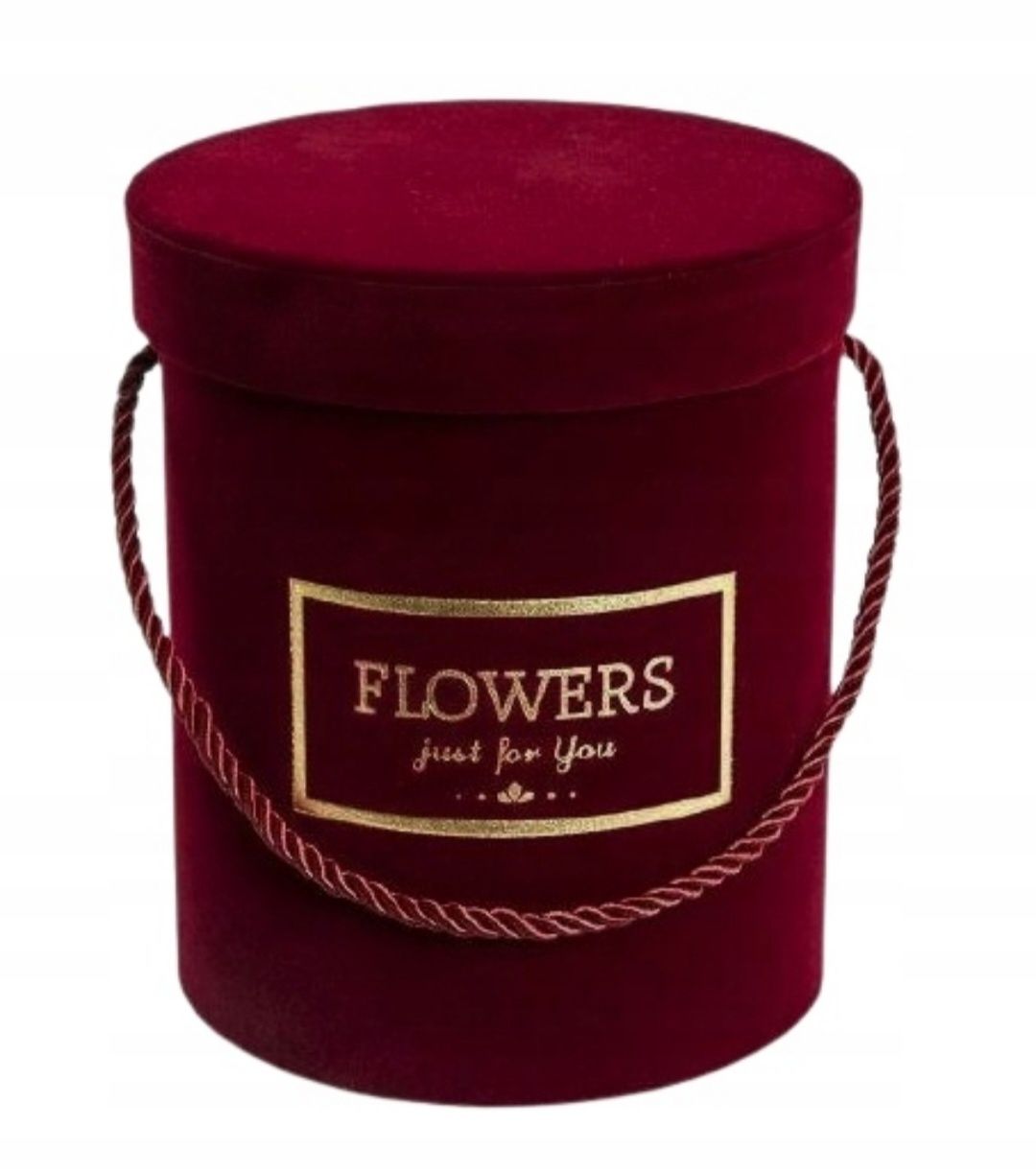 Pudełko flowerbox walec kwadrat nowe welur welurkowe Flowers Just For