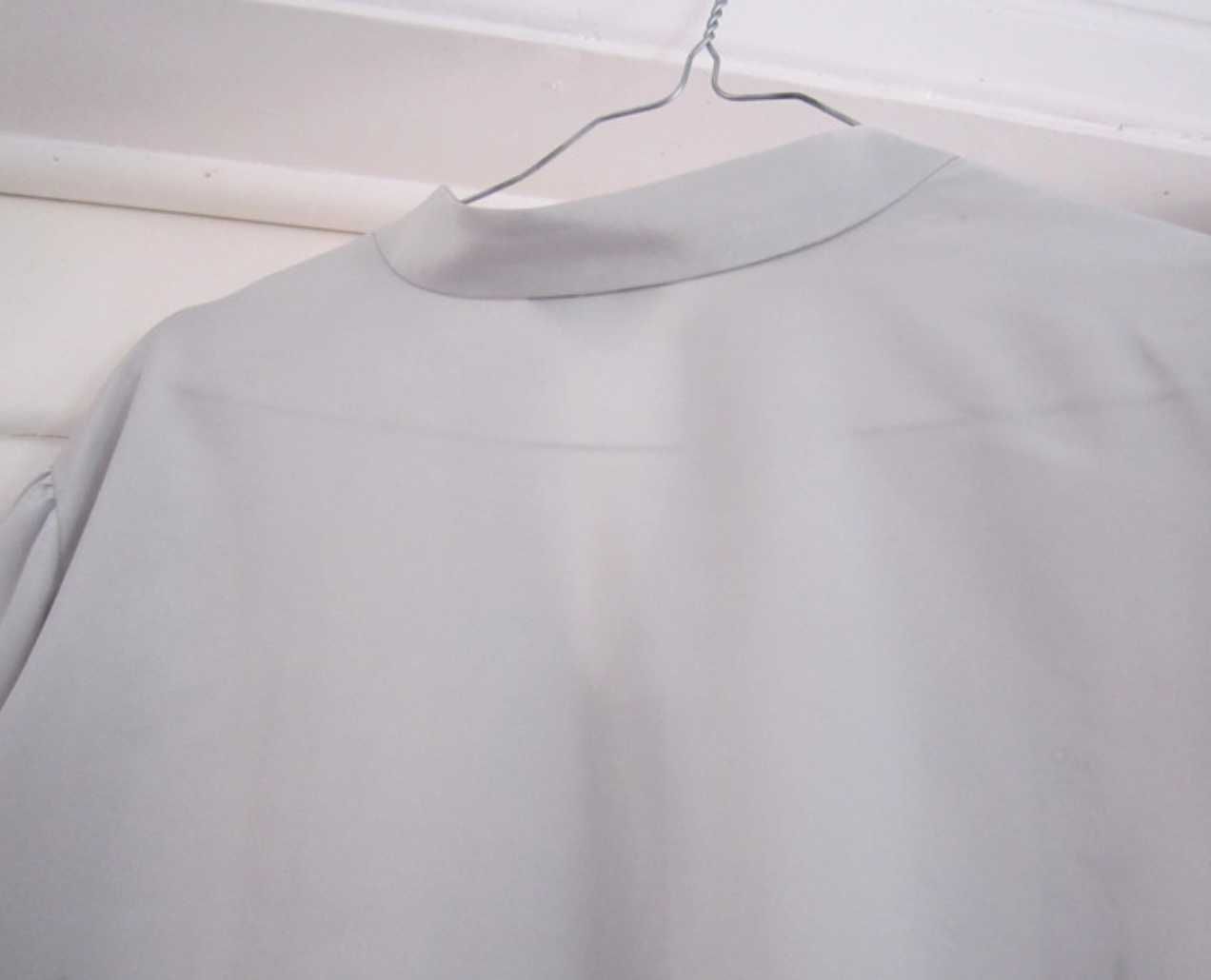 Camiseiro Vintage Pérola cinza cetim manga comprida Criações Nome T44