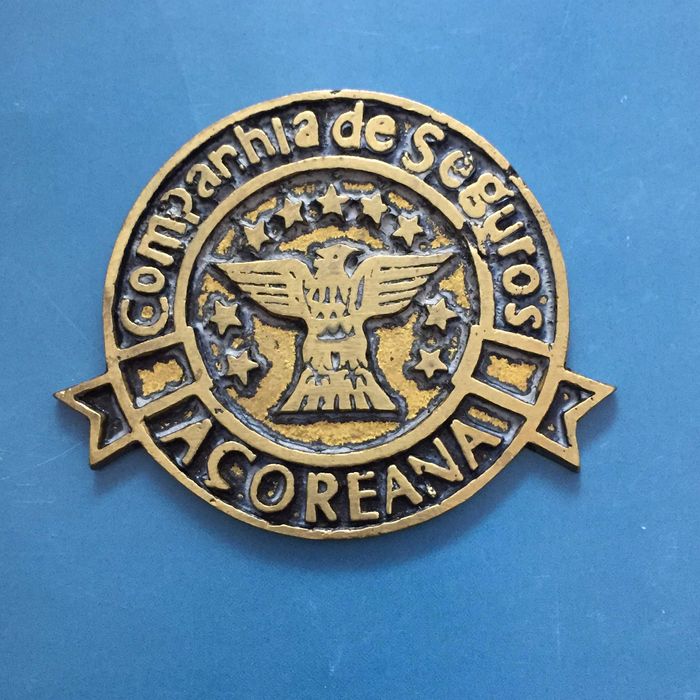 Companhia de Seguros AÇOREANA - Placa em latão - Ø65mm