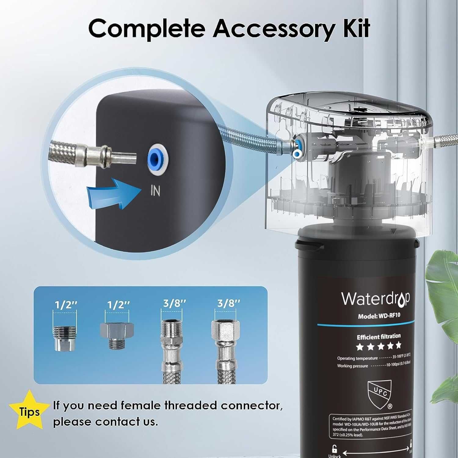 System filtrów wody Waterdrop 10UA pod zlewem redukuje PFAS, PFOA/PFOS