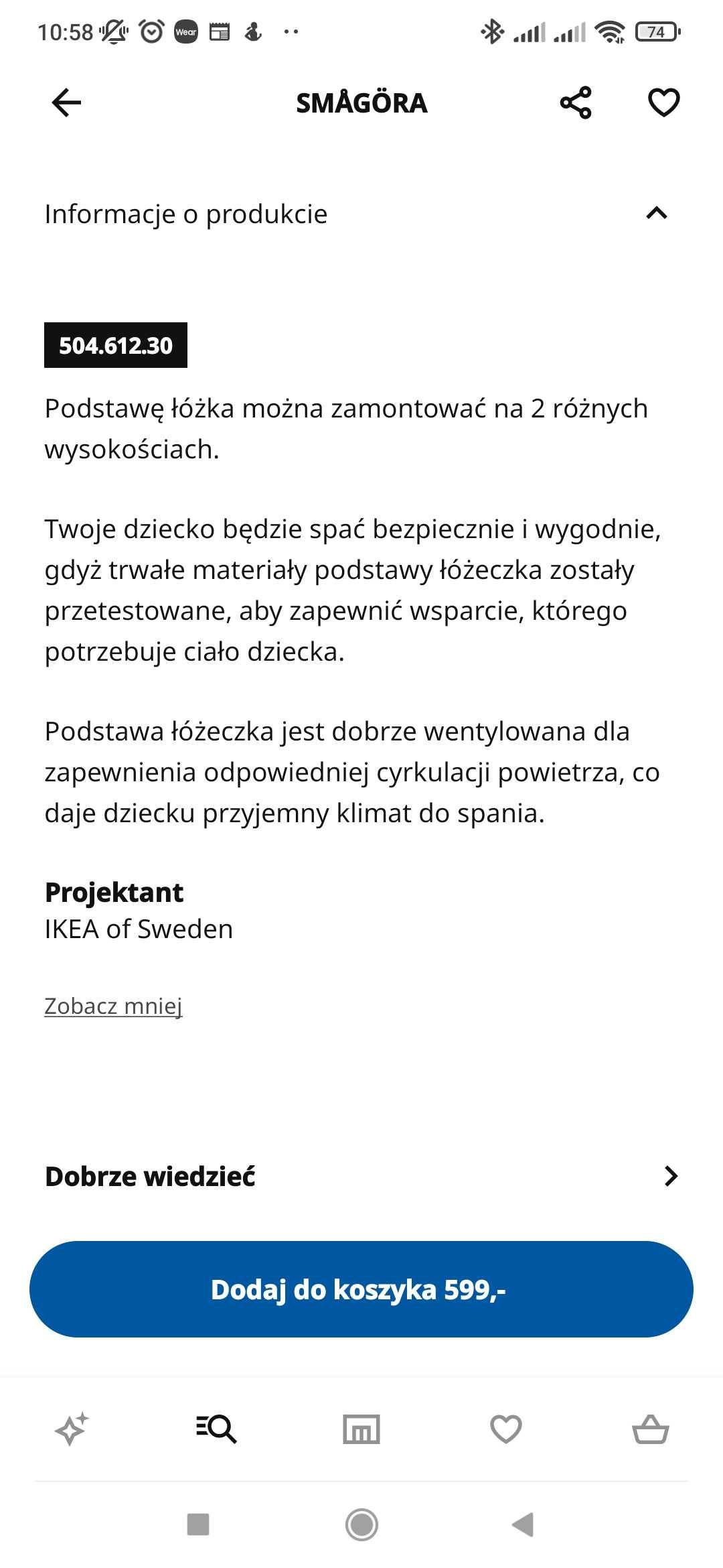 Łóżeczko dziecięce z materacem ikea