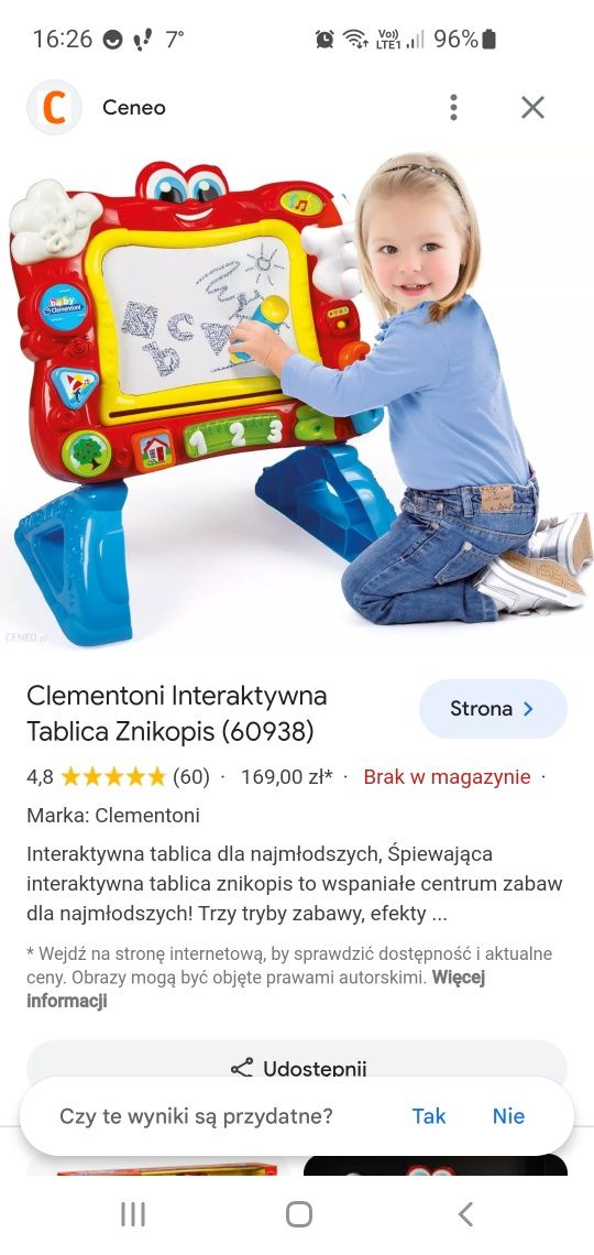 Interaktywna tablica/znikopis clementoni