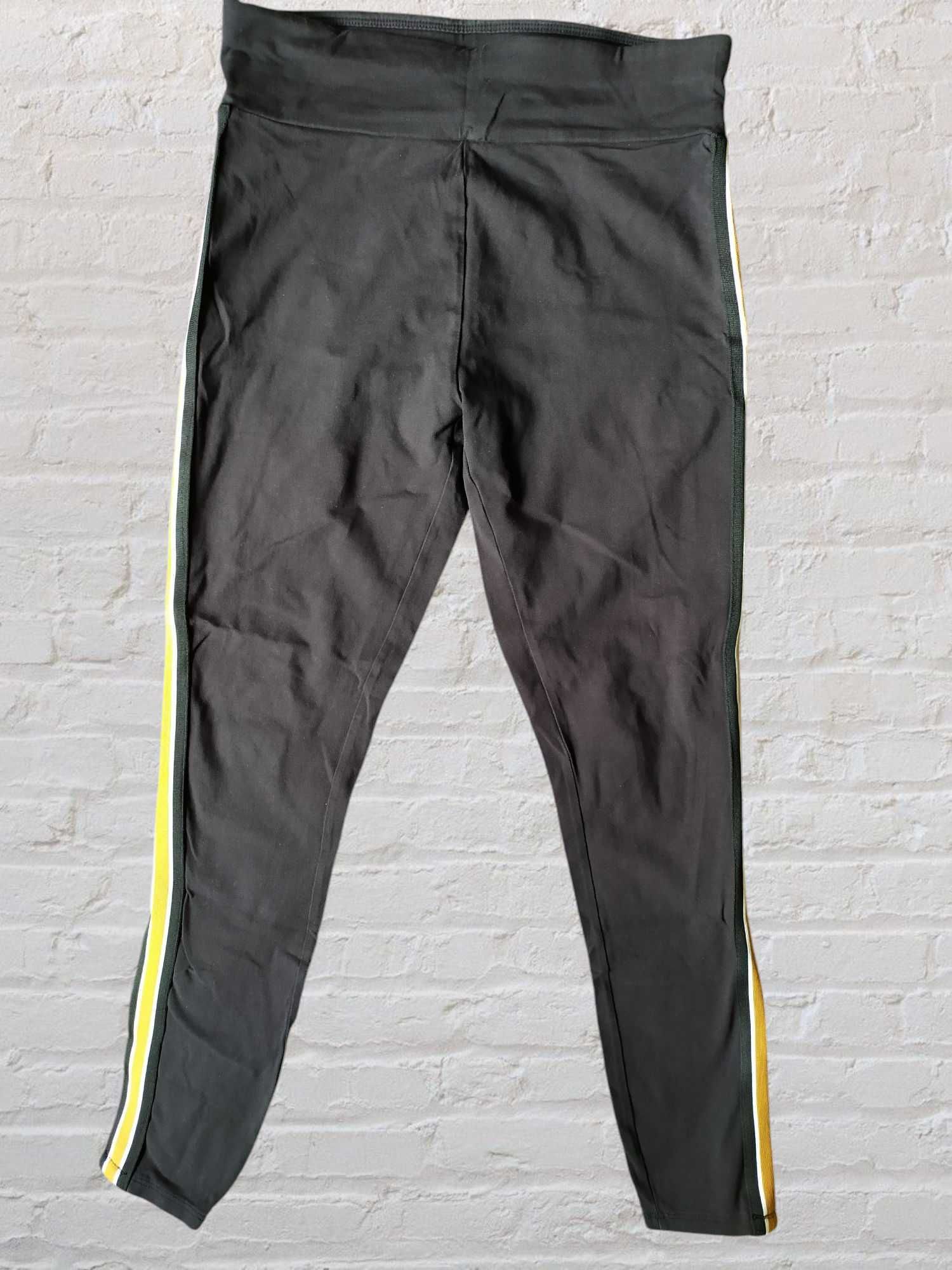 Legginsy z lampasami New Look czarne lampasy paski żółte M/38