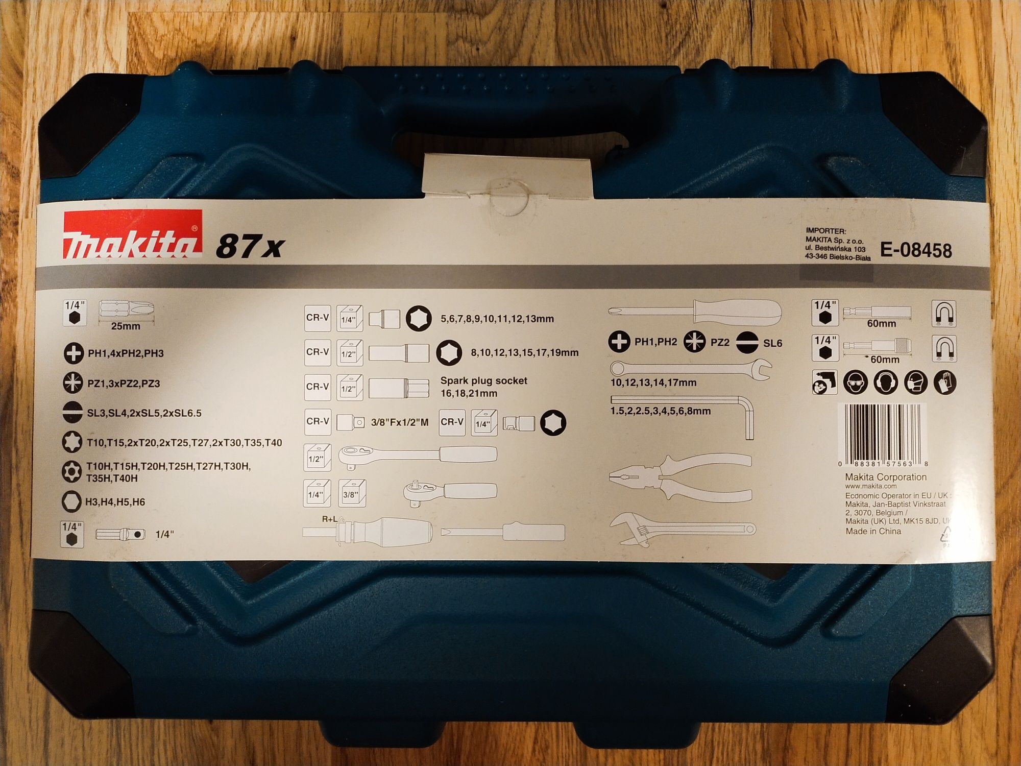 Zestaw narzędzi ręcznych 87 elementów w walizce MAKITA E-08458 NOWY