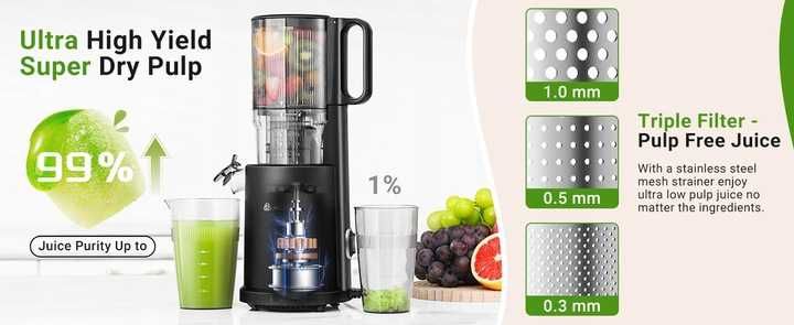 Wyciskarka wolnoobrotowa pionowa całe owoce Aobosi ZM1907B 220W