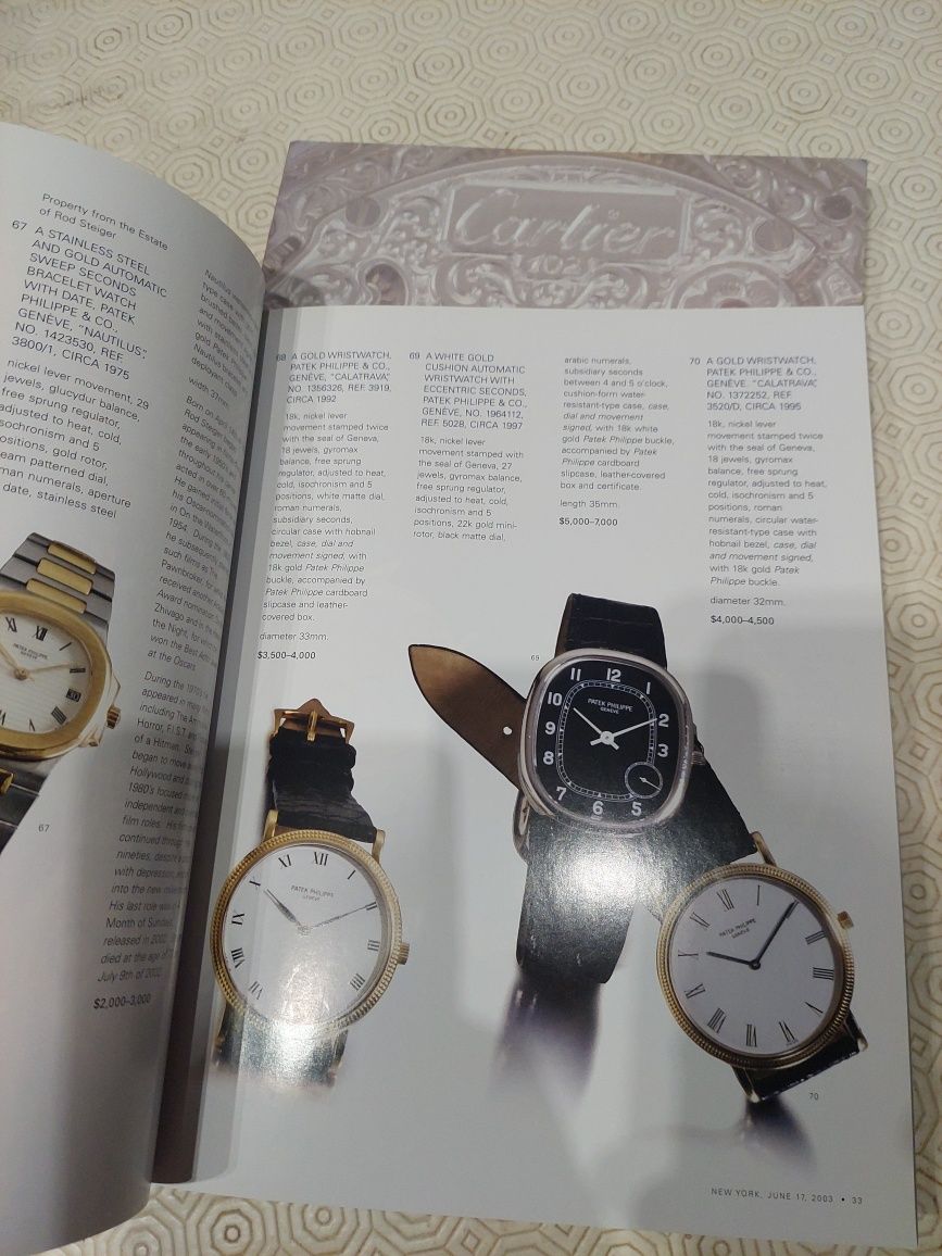 Catálogo relógios sotheby ano 2003