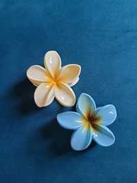 Spinki kwiatki - niebieska i żółta