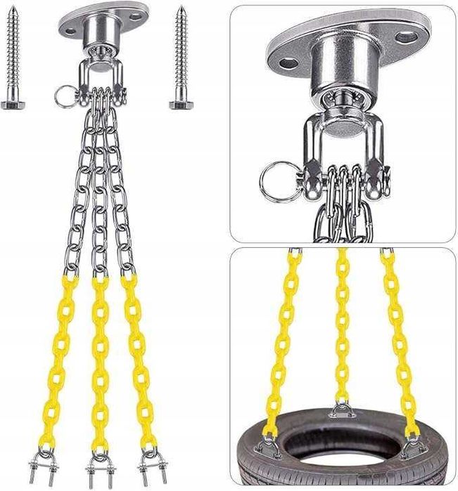 Mocowanie sufitowe zestaw do wiszania huśtawki z 3 łańcuchami Do 315KG