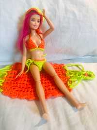 Bikini, chapéu e cama de rede para Barbie em croché