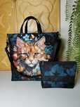 Torebka damska shopper na ramię torebka z kosmetyczką handmade - kot 2