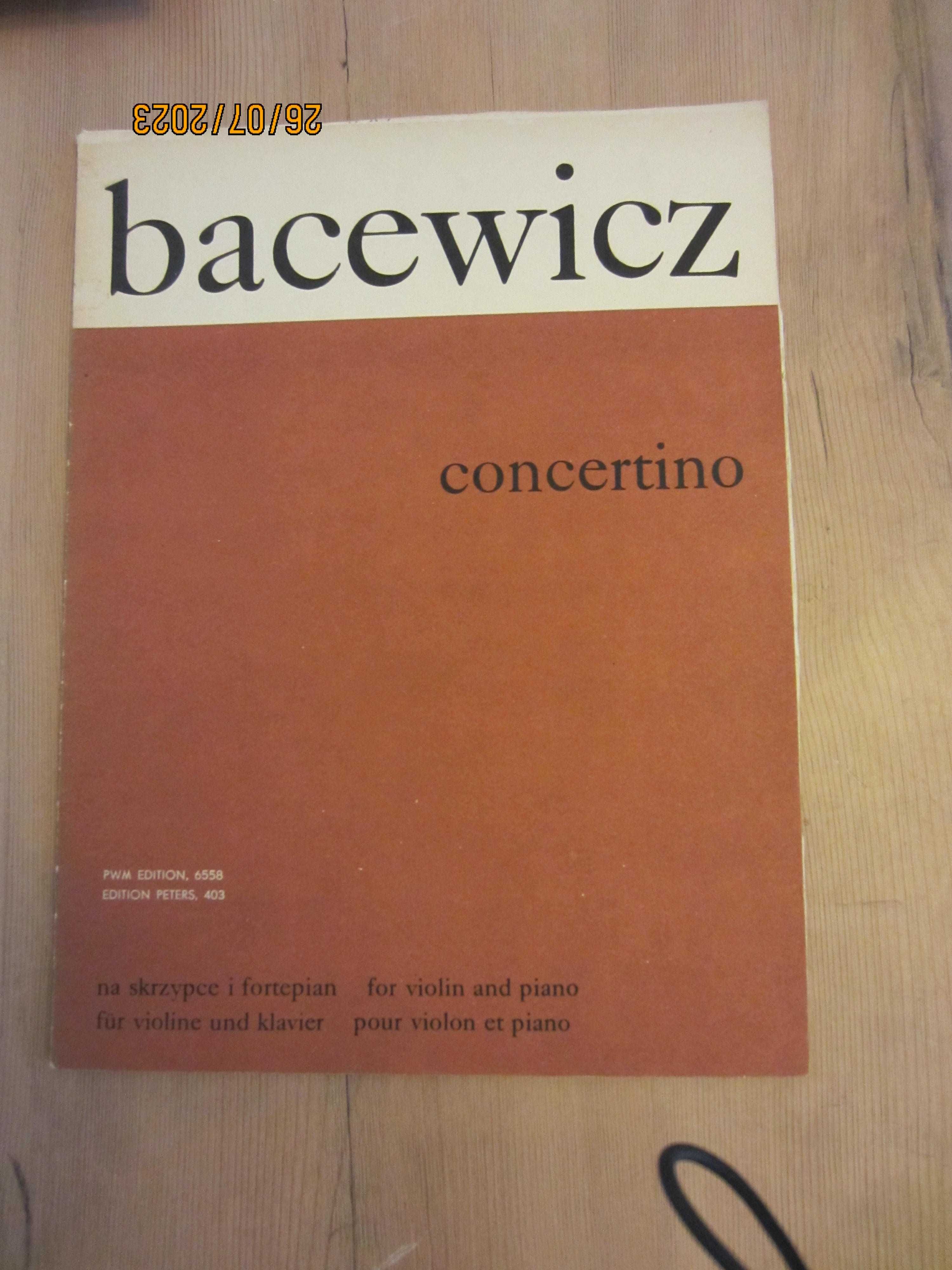 nuty, Bacewicz Grażyna "concertino" na skrzypce i fortepian