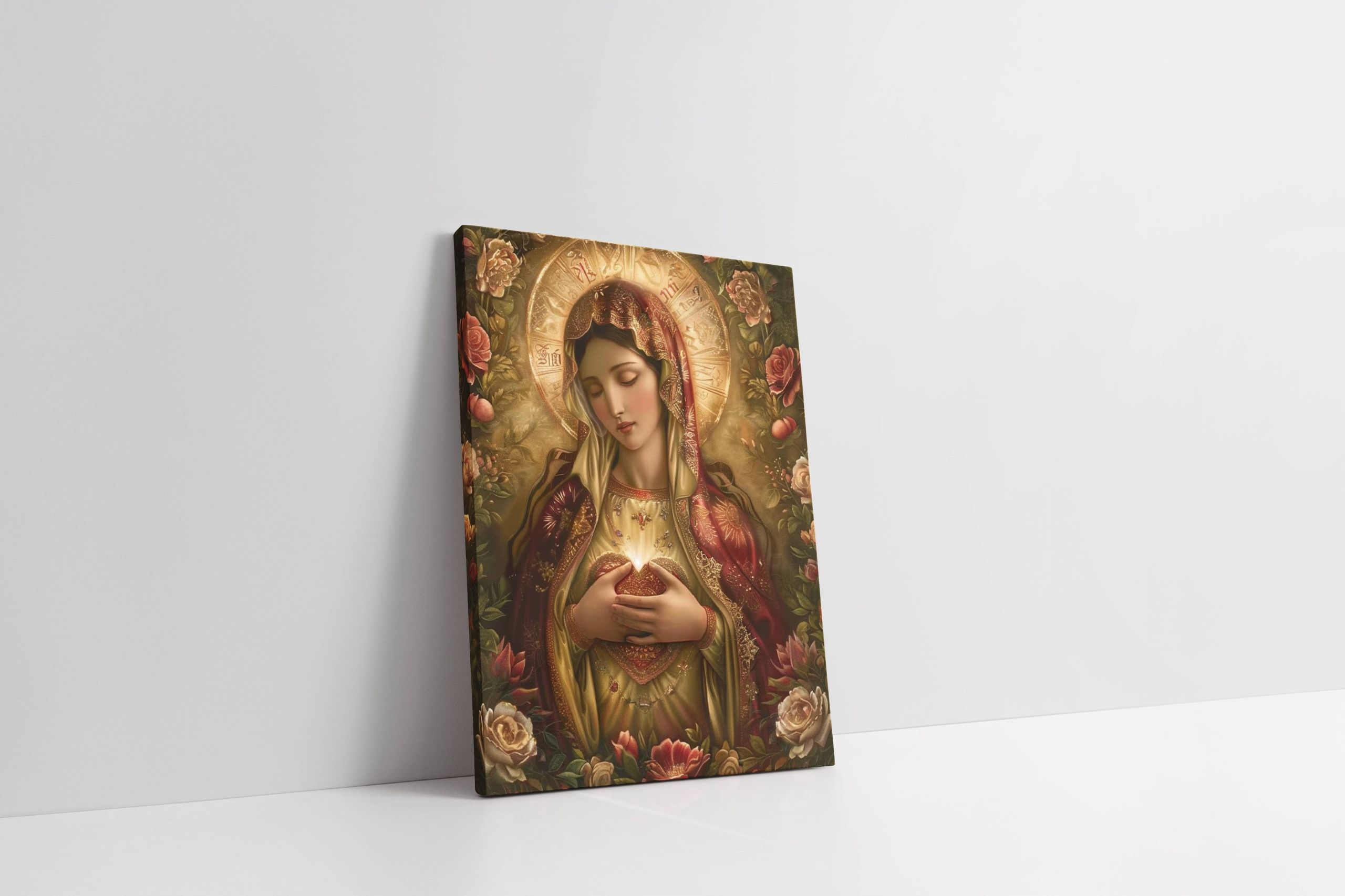 Obraz na płótnie "Serce Maryi" 60x80 cm - sztuka sakralna do wnętrz