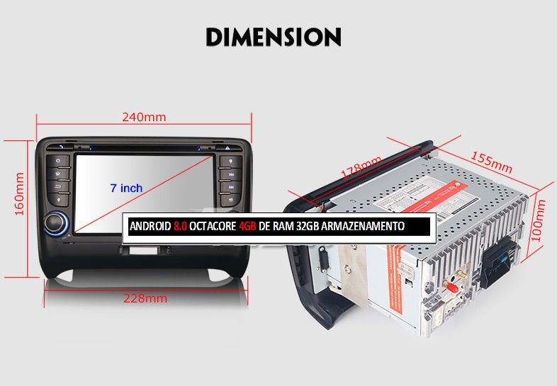 Auto-rádio 2 din android 14 para AUDI TT MK2 2006/2014