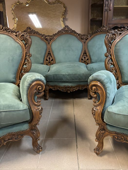 Stylowy komplet wypoczynkowy włoski sofa 2 fotele meble stylowe italy