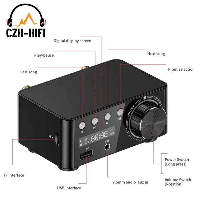 Vendo mini amplificador HiFi 50Wx2 Digital com Bluetooth 5.0