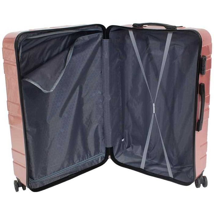 Walizki podróżne twarde na kółkach RÓŻOWE ZŁOTO ZESTAW 3szt. H23084RG
