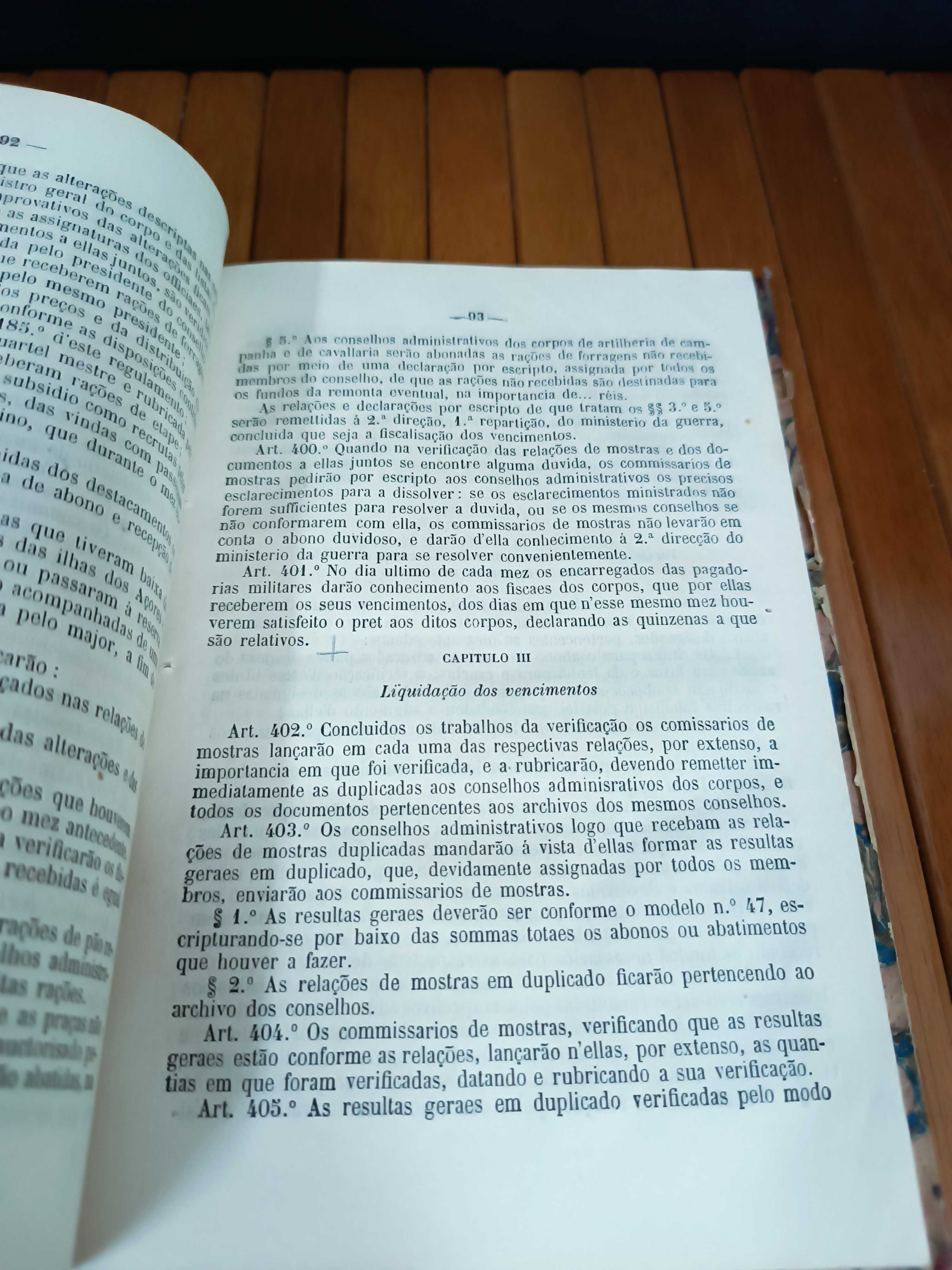 Livro de regulamentos militares portugueses do sec. XIX