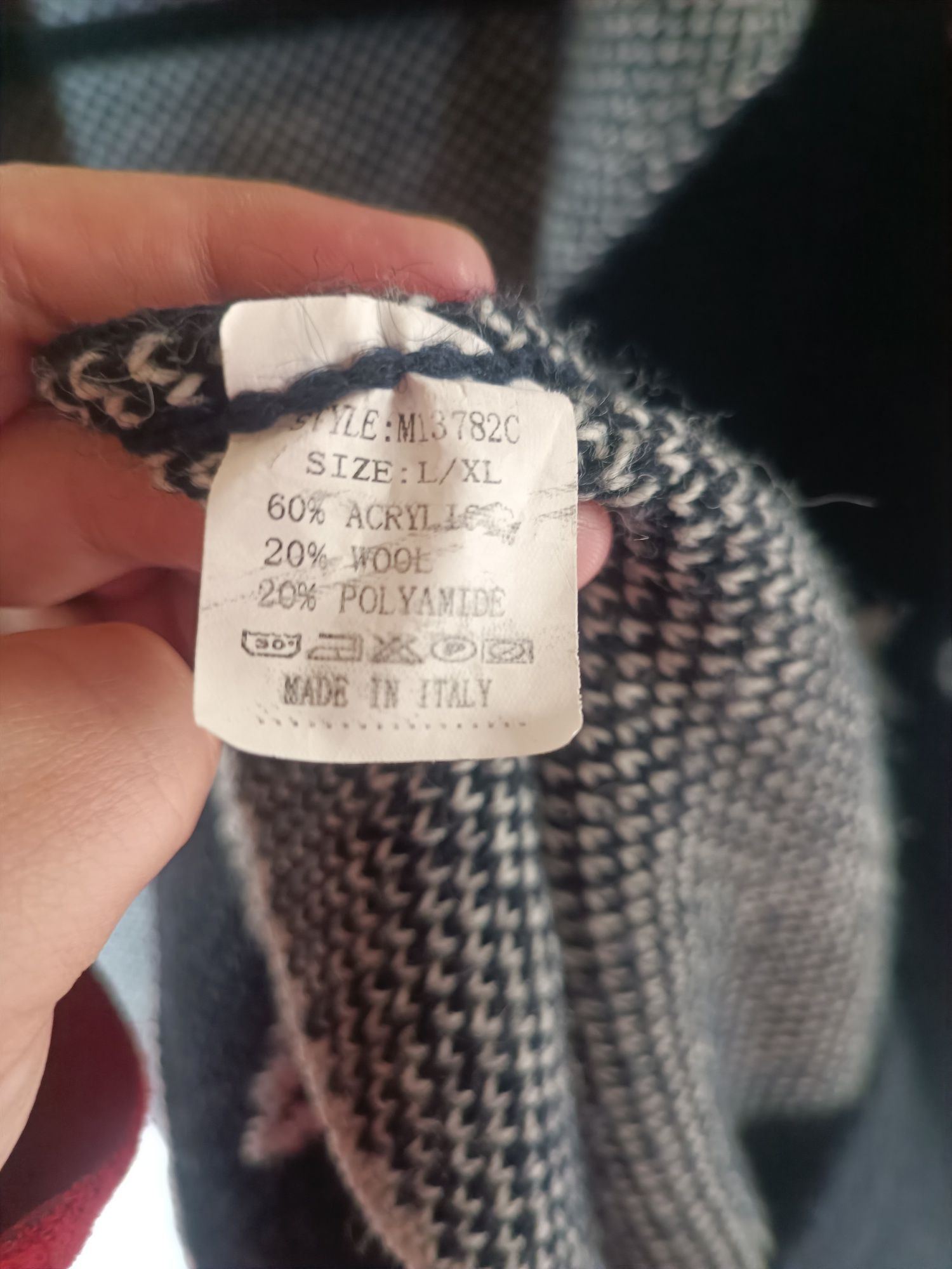 Lekki Sweter kardigan wełna narzutka L/XL w gwiazdki