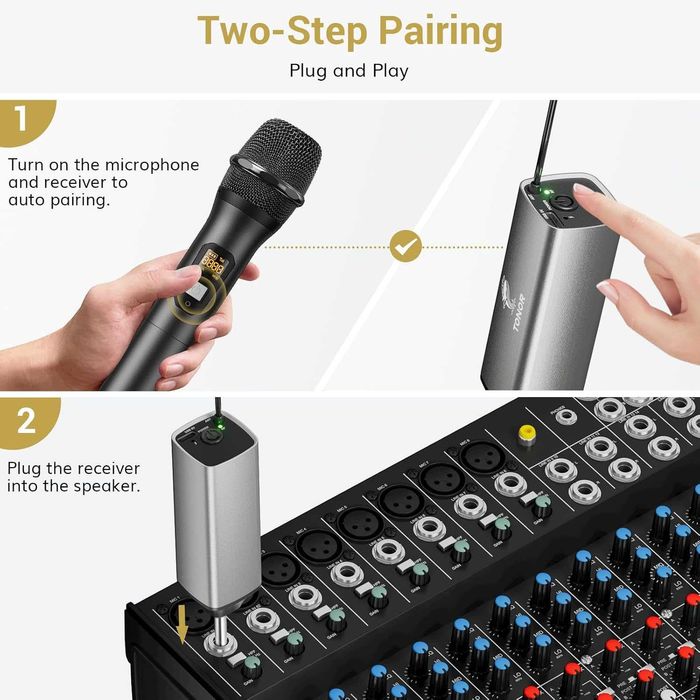 Tonor Mikrofon Uhf Bezprzewodowy System Dynamiczny Tw630, Czarny