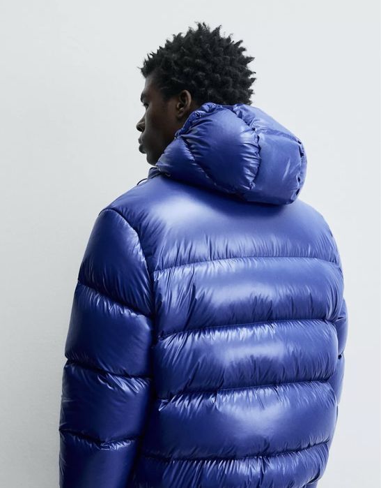 Мужской пуховик куртка Zara Puffer Blue Analog Moncler Зара Оригинал