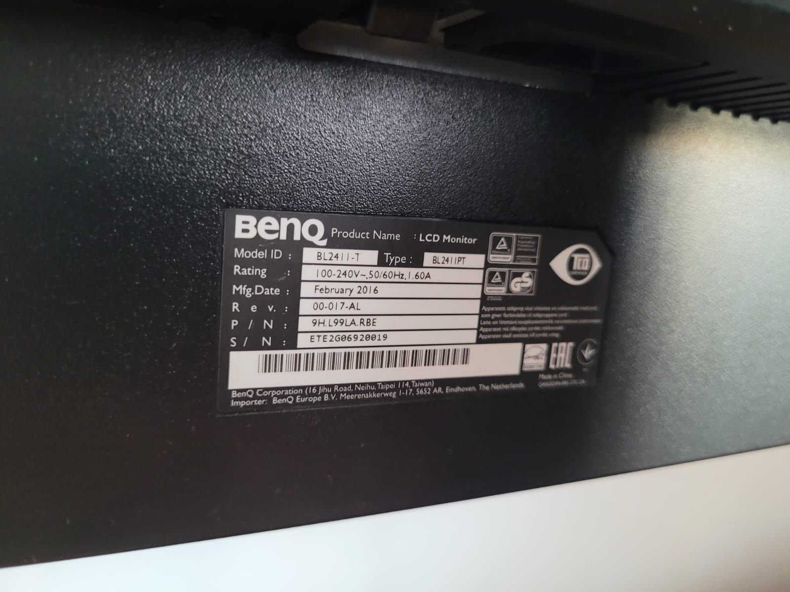 Monitor 24" FHD+ Benq BL2411-T LED IPS | 16:10 | Pivot