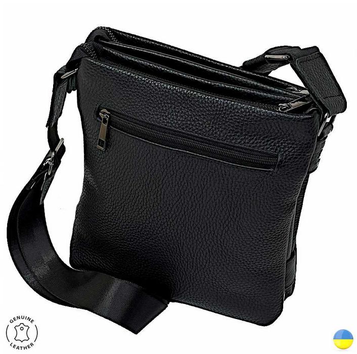 Шкіряний стильний месенджер №8024 Black,натуральна шкіра,на кожен день