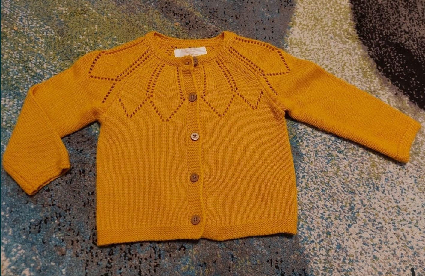 Piękny musztardowy sweterek F&F, Kappahl rozmiar 80/86