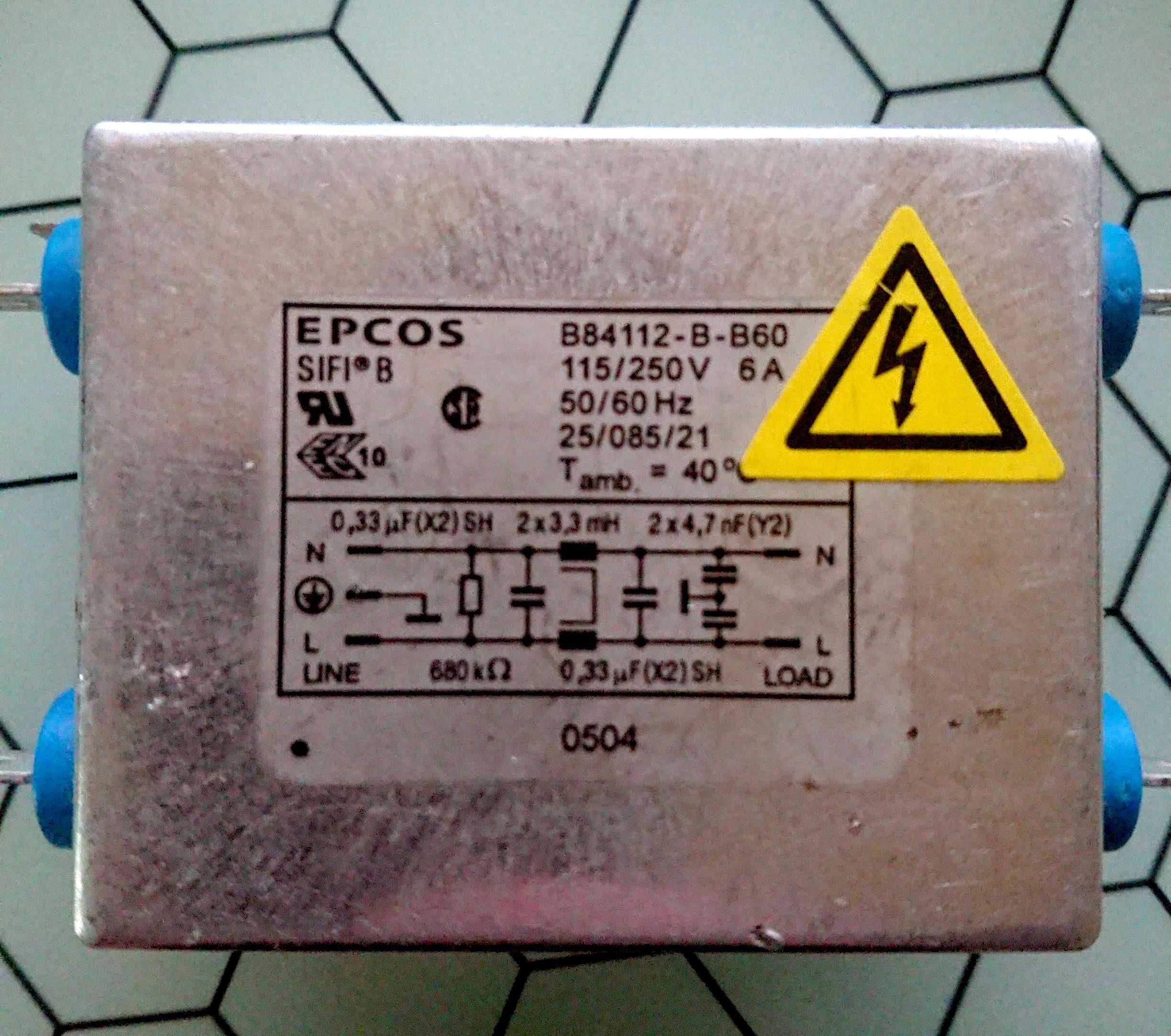 Filtr sieciowy Epcos TDK B84112-B-B60 250V 6A EMC Schaffner RFI EMI