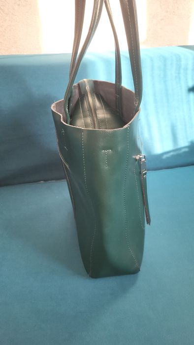 Жіноча шкіряна сумка Alex Rai велика зелена тоут