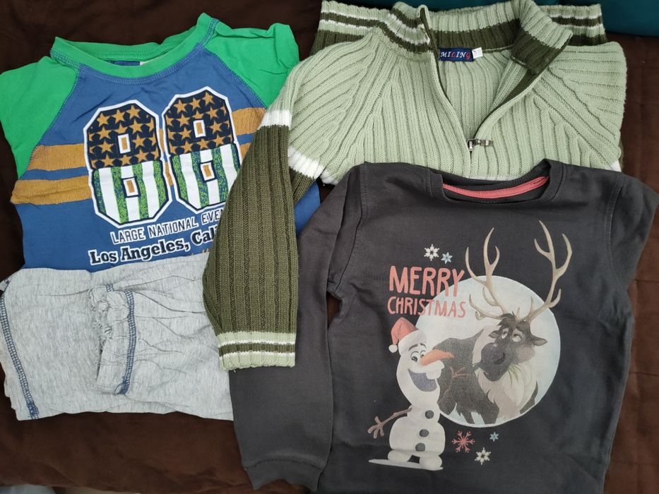 Zestaw 5) wiosna-jesień,długi rękaw bluzki bluzy koszula kurtka r. 110