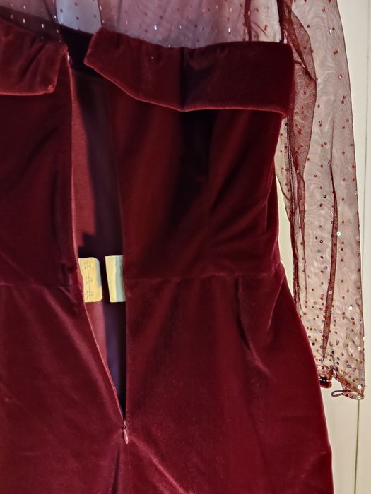 Fabuloso Vestido Comprido Grená de Cerimónia