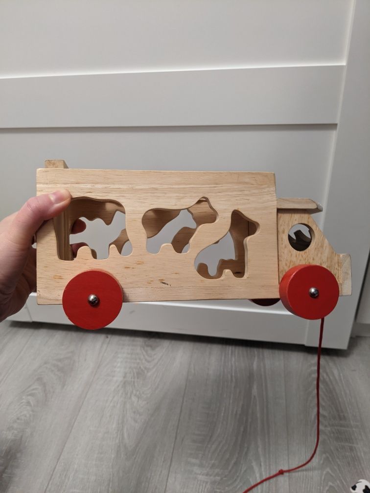 Montessori drewniane auto sorter ze zwierzętami