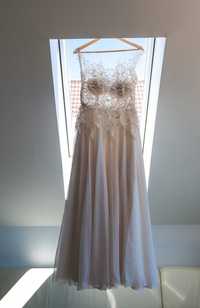 Suknia ślubna, ecru, kremowa, śmietankowa dla niskiej pani, 164+4cm