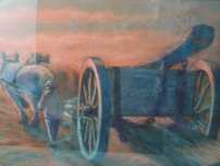 Pastel " Na wyrębie" Charles Poupaert Belgia lata 20te  96/51cm