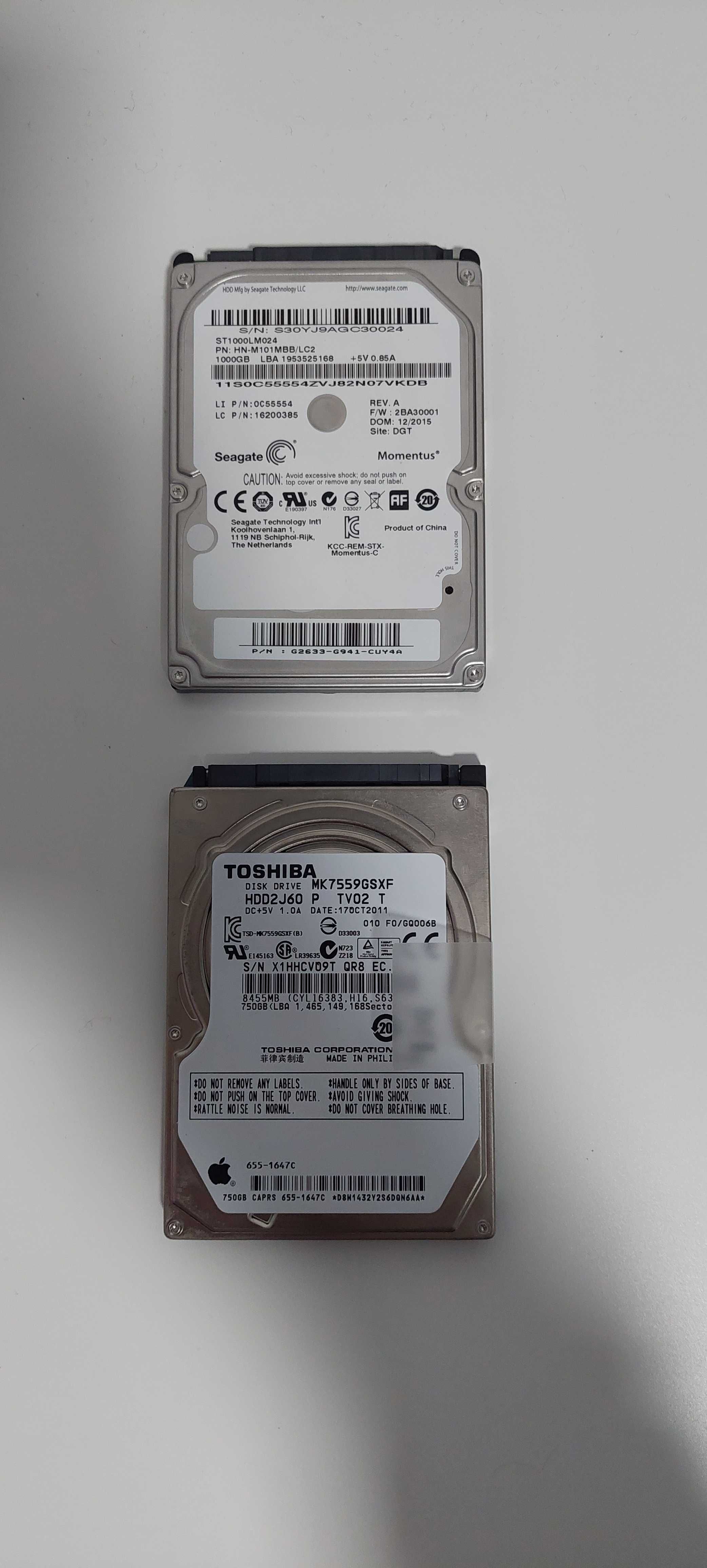2x Discos HDD 1Tb + 750Gb