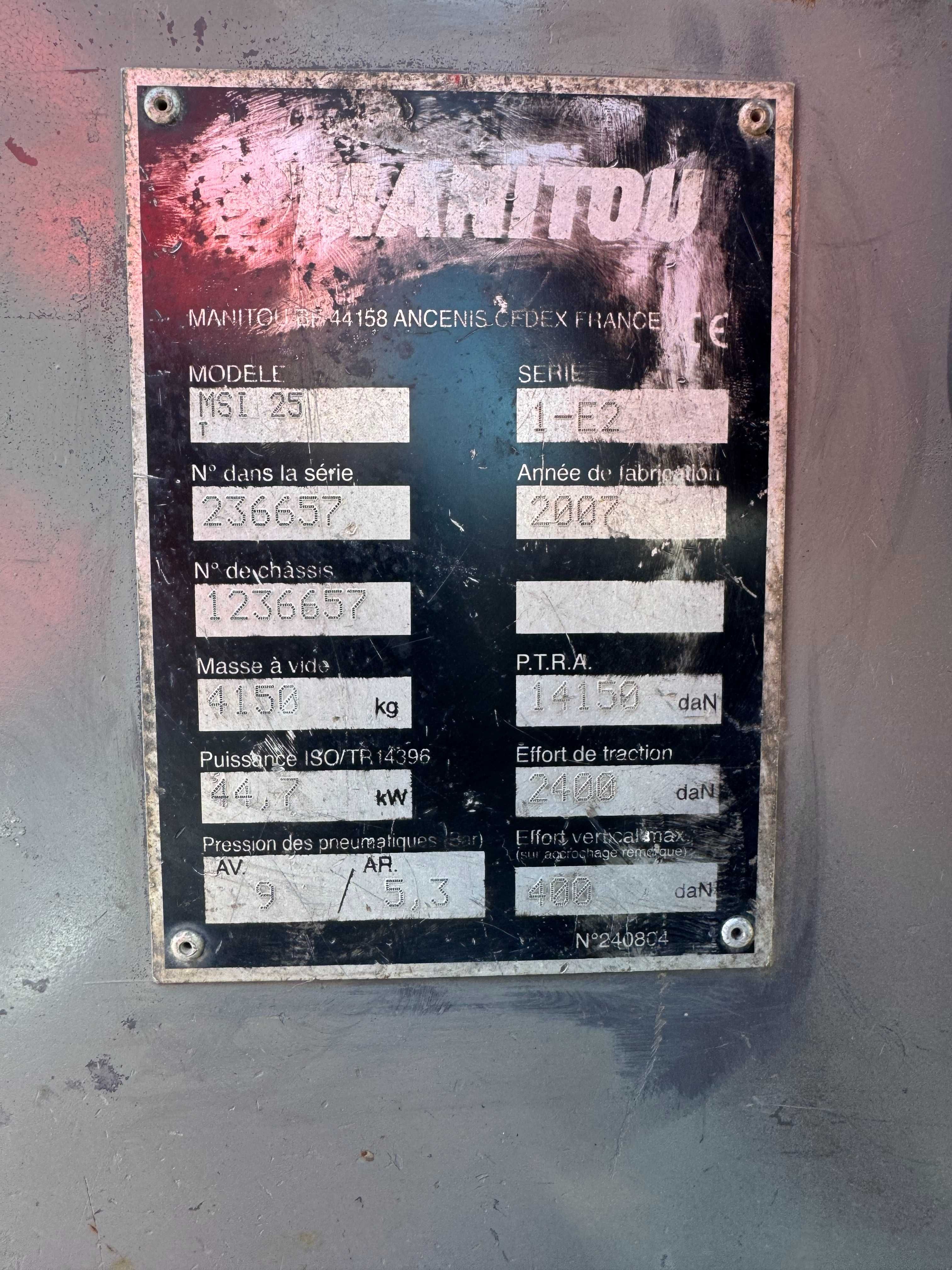 2007 Manitou MSI 25T 2500 Kg Empilhador Diesel