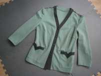 Miętowa zielona pastelowa marynarka kardigan oversize S M L vintage