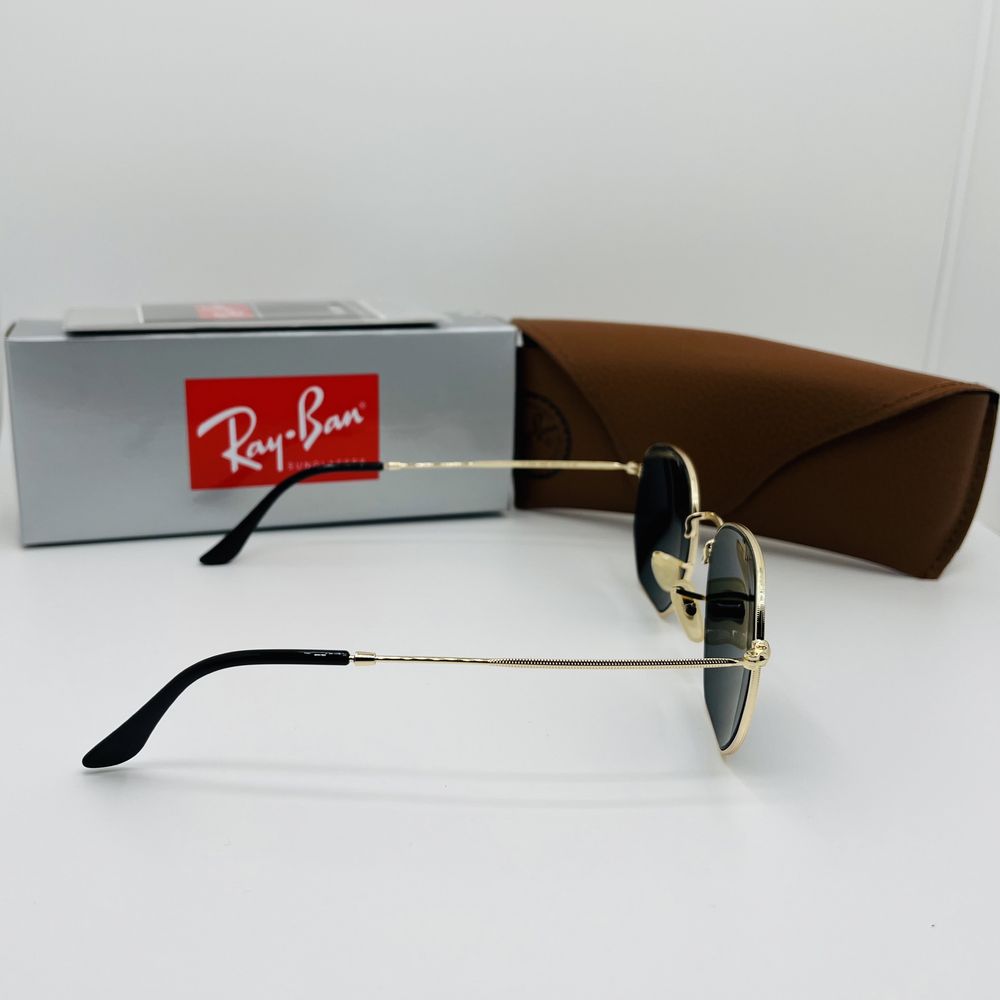 Солнцезащитные очки Ray Ban Hexagonal 3548 Gold-Black 56мм стекло