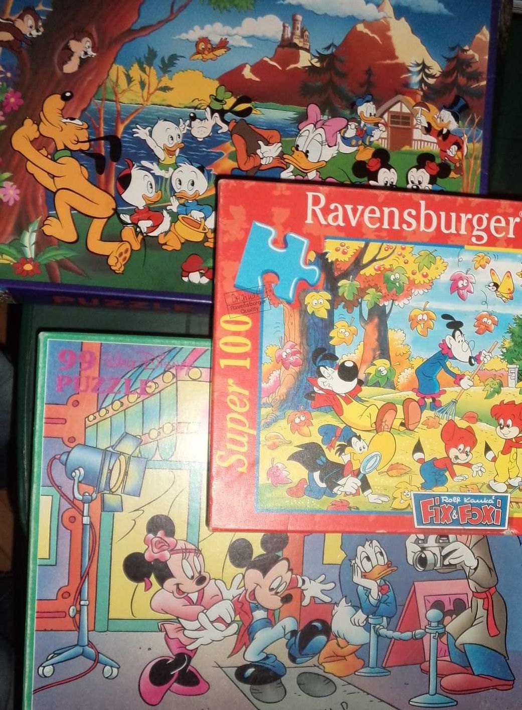 3xstare puzzle Kaczor Donald Duck Myszka Miki + Smerfy