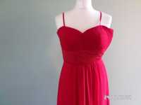 Śliczna czerwona -długa sukienka-Montego-rozmiar-36-S