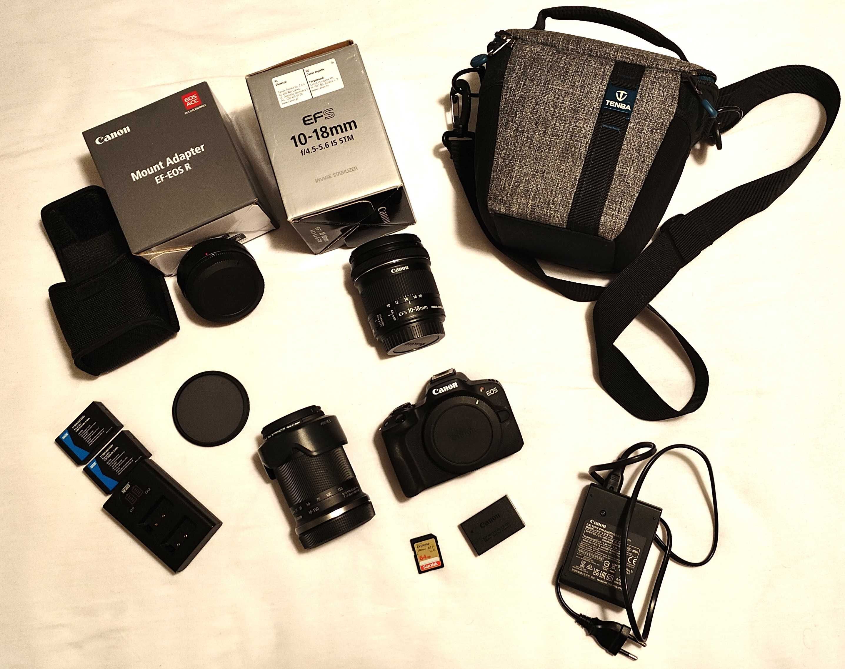 Canon EOS R50 + 2 obiektywy + adapter EF-EOS R + akcesoria