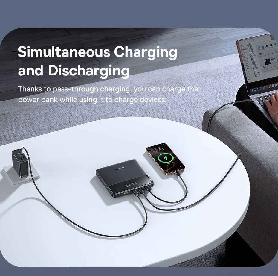 Baseus 100W Power Bank 20000mAh Blade Digital Display швидка зярядка