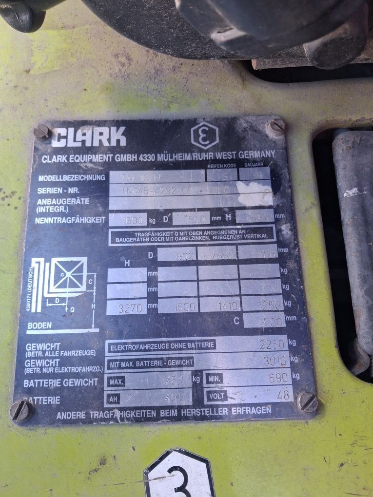 Wuzek widłowy clark tm16 możliwości zmiany