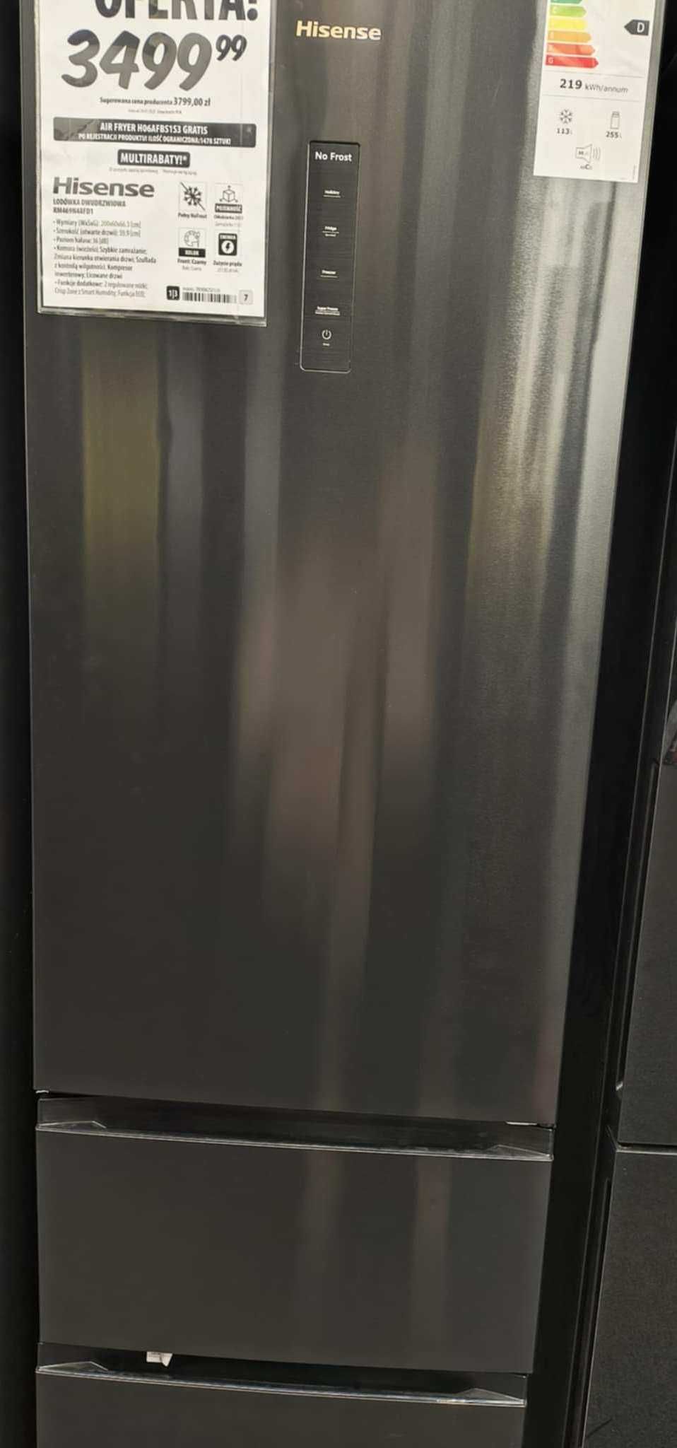Lodówka HISENSE RM469N4AFD1 3D No Frost 200cm Czarna SmartFresh