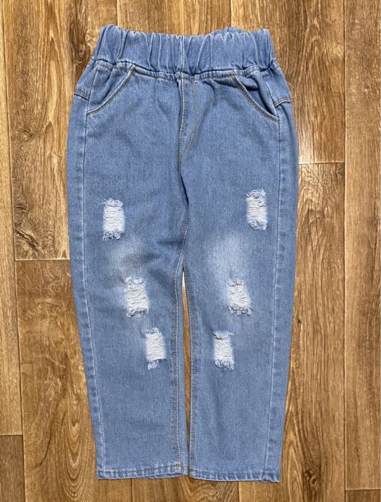 Стильные рваные джинсы для девочки штаны брюки 110/116 р