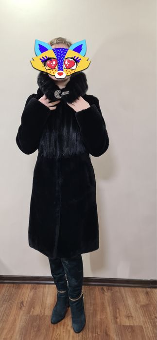 Шуба натуральна мутон та норка xs-s