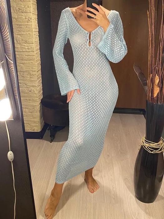 Платье вязанное пляжное,макси платьице на пляж