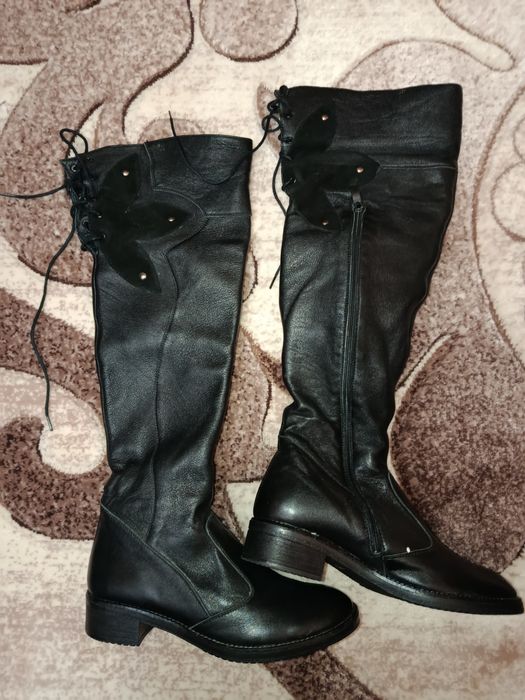 Шкіряні чоботи до коліна, 38р